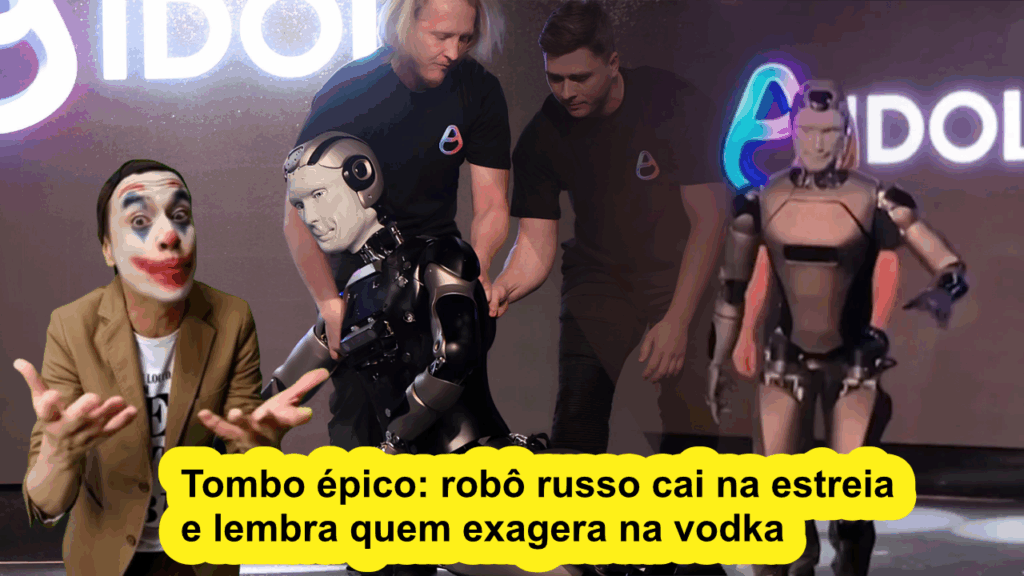 robô russo cai na estreia e lembra quem exagera na vodka