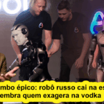 robô russo cai na estreia e lembra quem exagera na vodka
